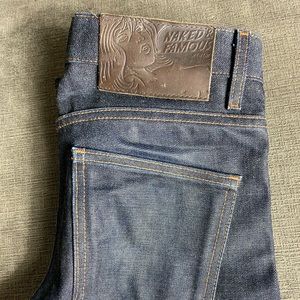 Naked and Famous Raw Indigo Denim Skinny Guy 30x38